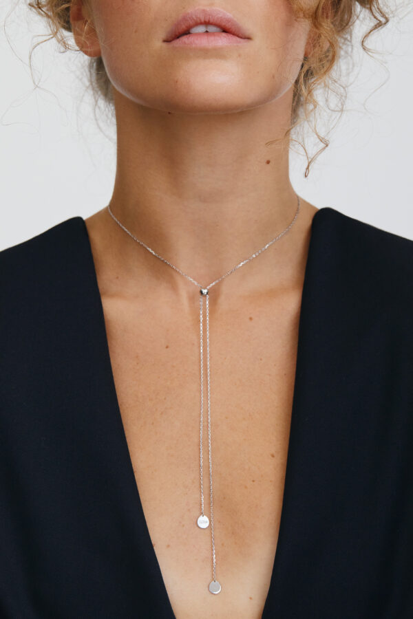 Custom Necklaces Flats Tie Necklace, white gold for a luxurious style
