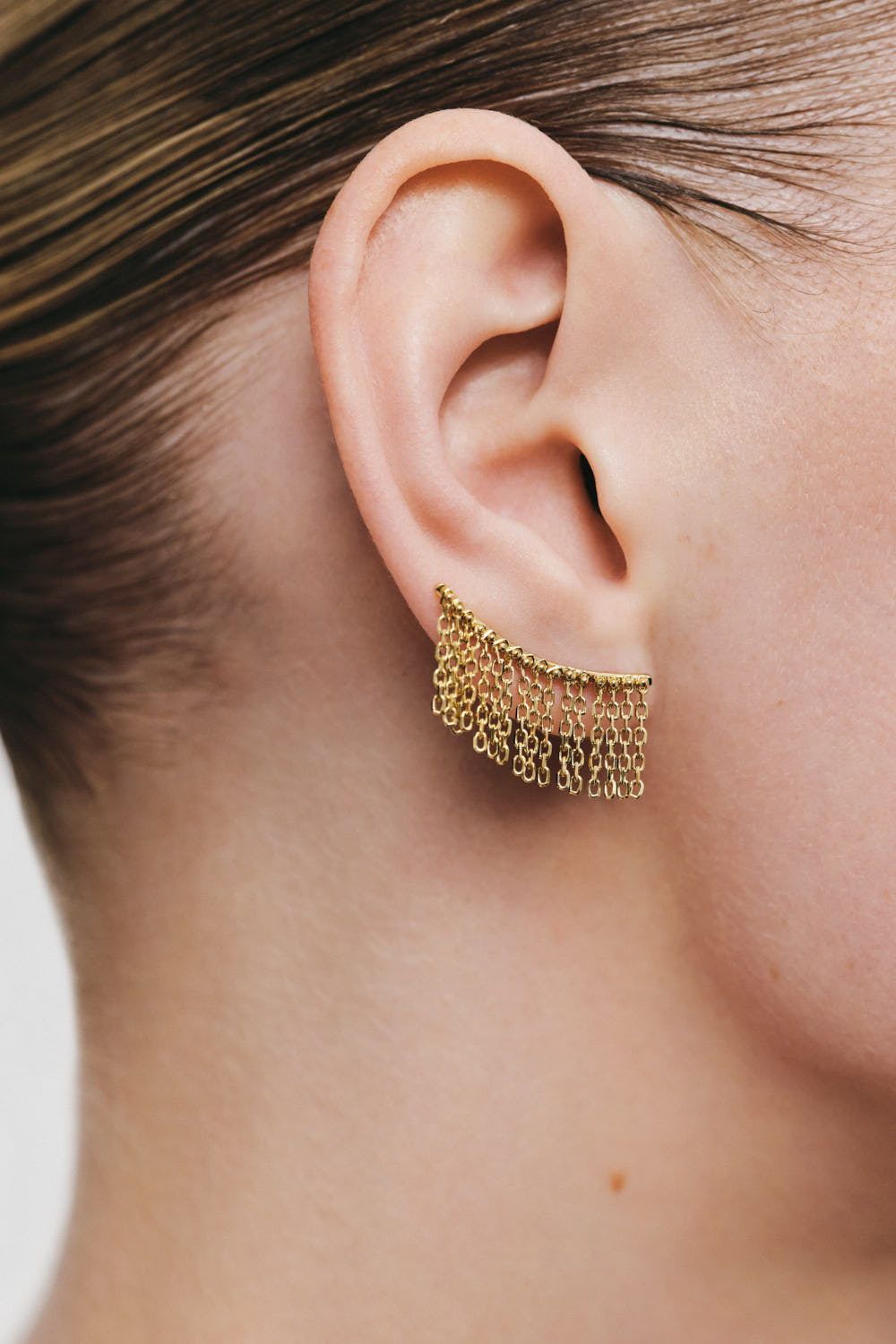 Earrings Short Chainfall Earrings, yellow gold for a unique and sophisticated look