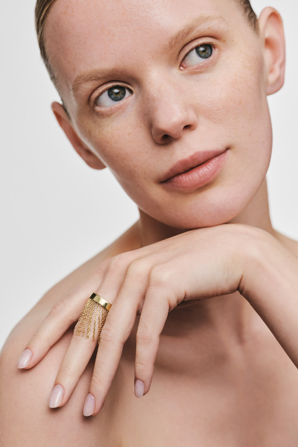 Rings Short Chainfall Ring, yellow gold with modern design available now