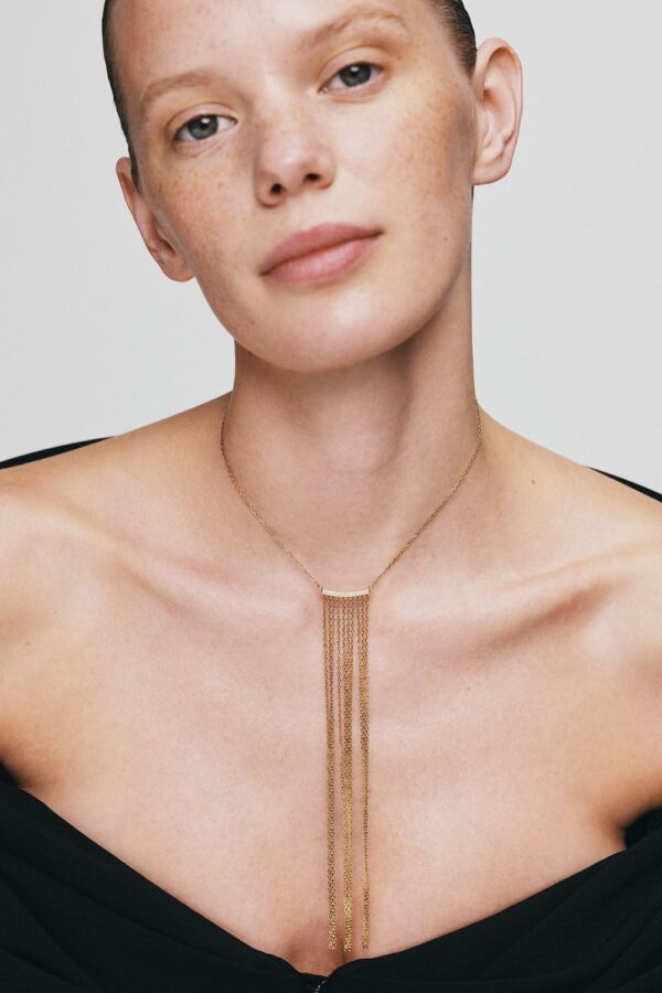 Custom Necklaces Chainfall Necklace, diamonds, yellow gold for a luxurious style