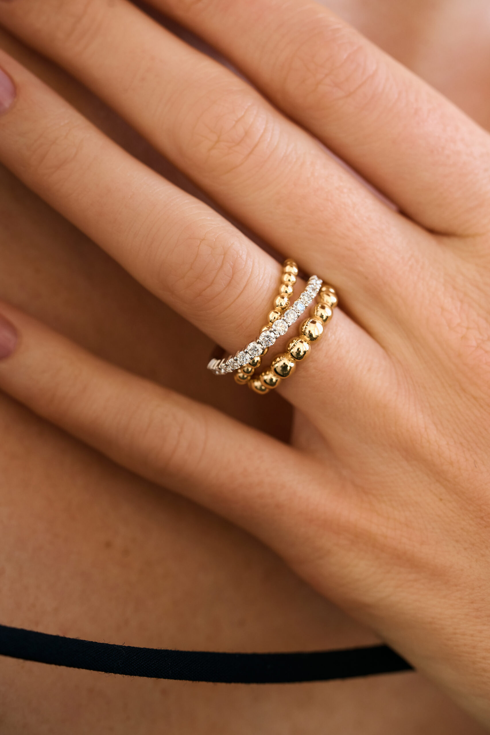 Rings Diagonal Diamond Ring, combined gold with modern design available now