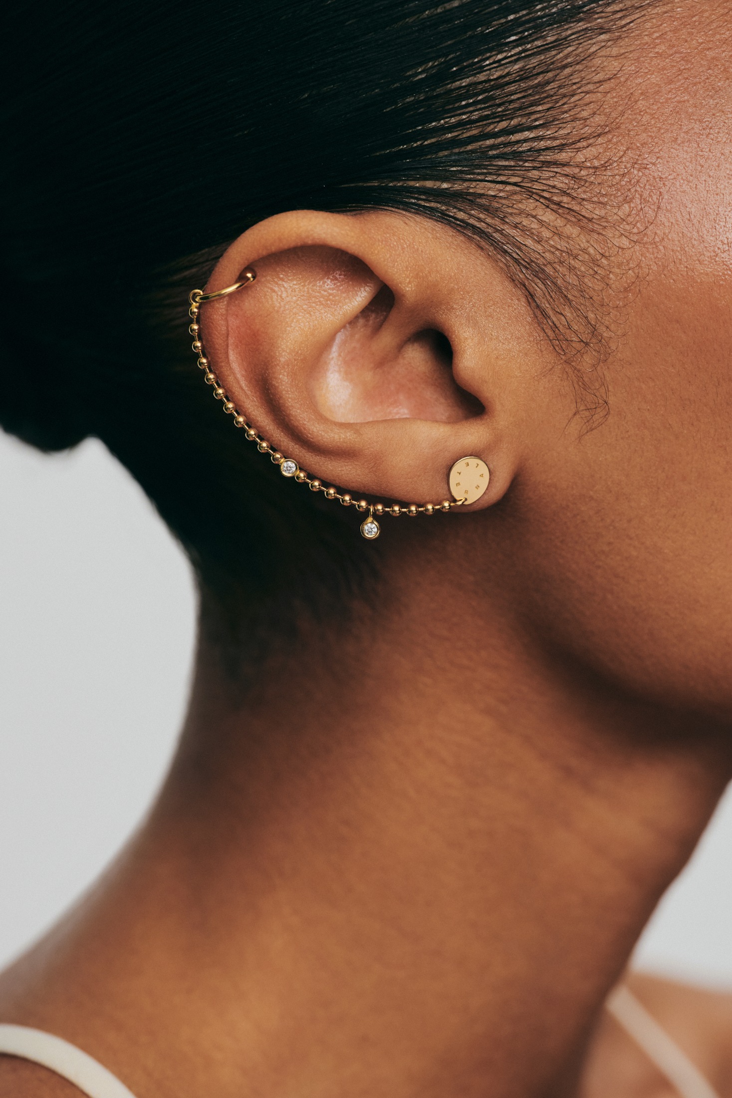 Earrings Duo Diamonds Eternal Cuff-Earring, yellow gold for stylish and elegant looks