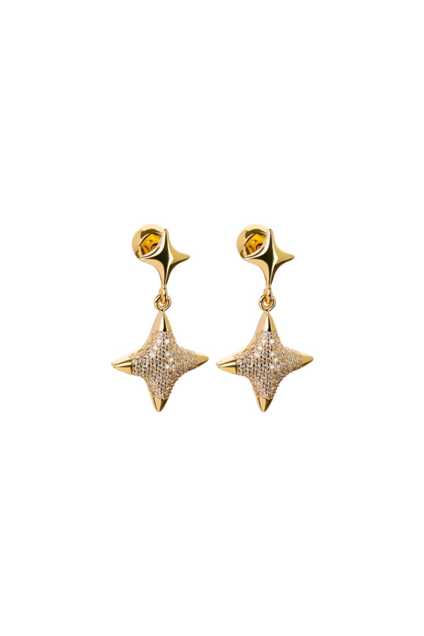Earrings Star Drop Earrings, diamonds, yellow gold with timeless design by Guzema