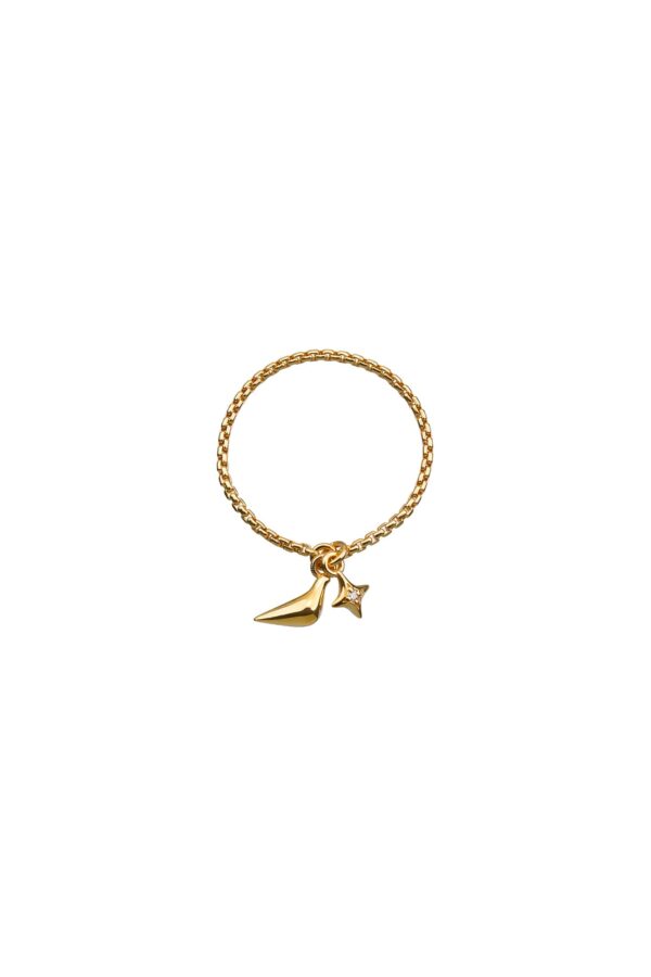 Rings Bird Girl Charm Ring, yellow gold with modern design available now