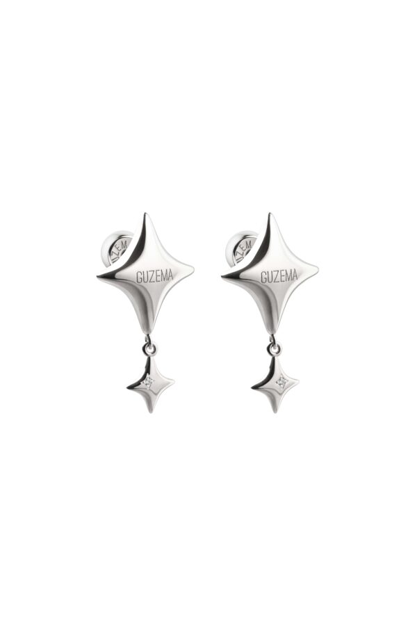 Earrings Star Drop Earrings with a diamond, white gold with timeless design by Guzema