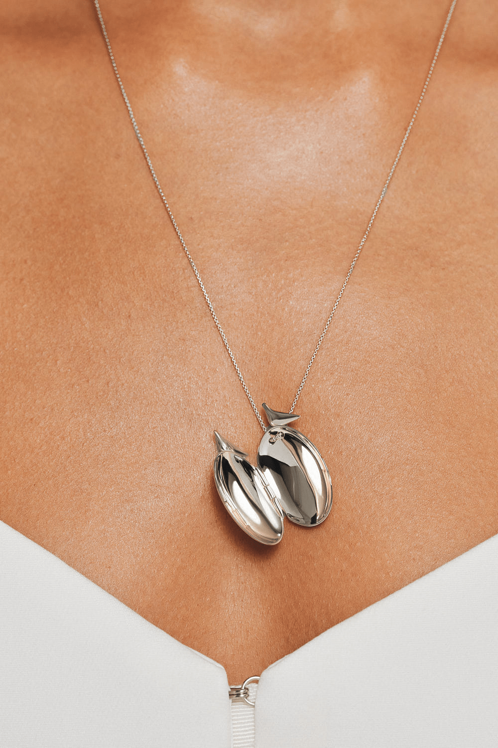 Exclusive Necklaces Magic Egg Locket Pendant, white gold from Guzema