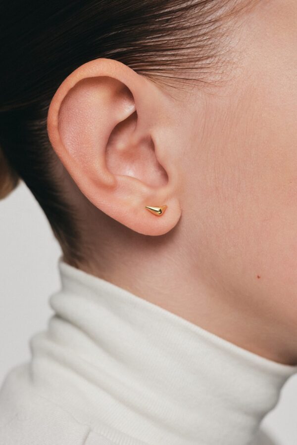 Earrings Mini Bird Girl Stud Earrings, yellow gold with timeless design by Guzema