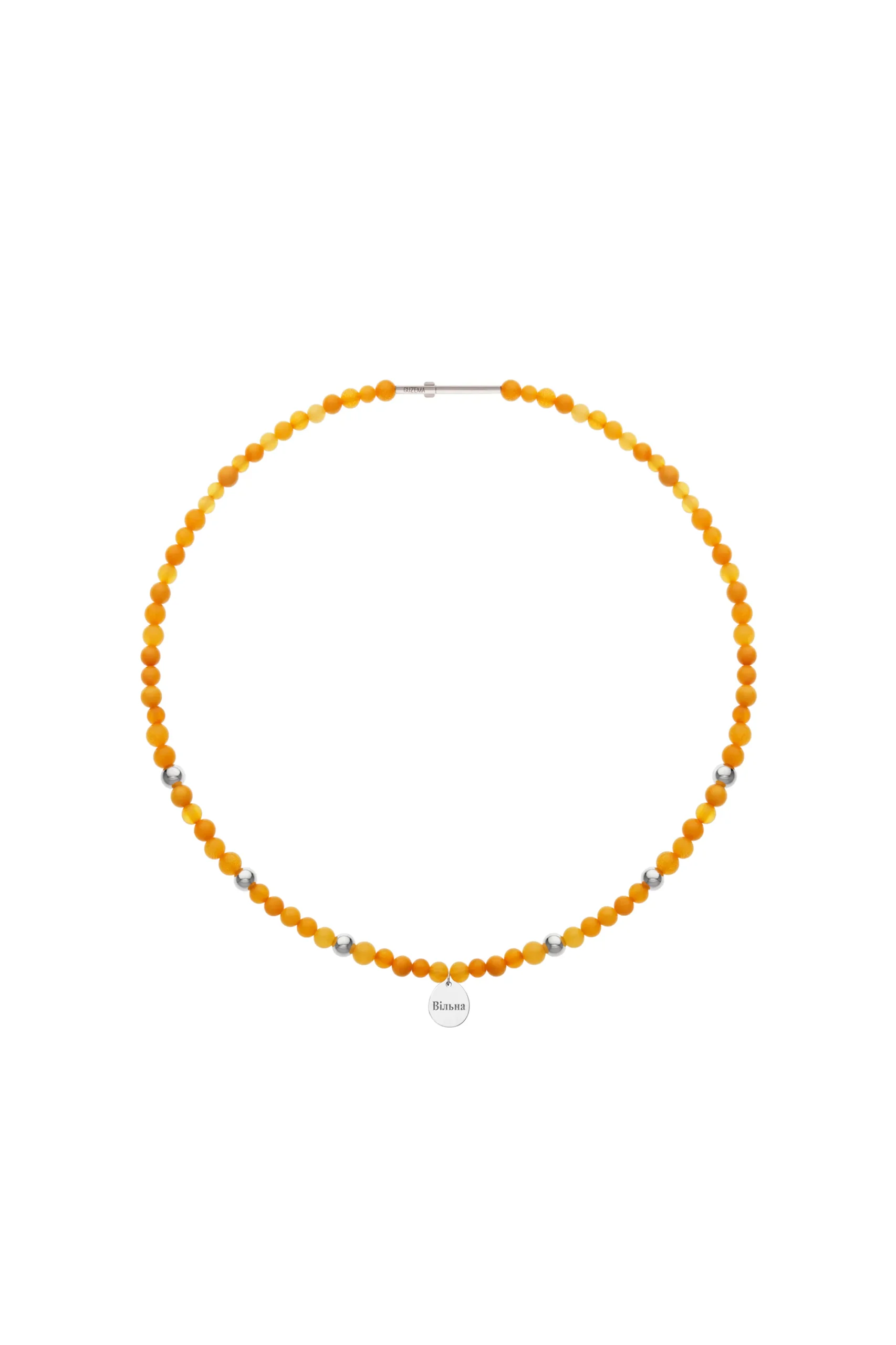 Necklaces Freedom Amber Necklace, white gold with fast delivery from Guzema