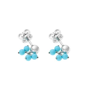Blue Turquoise Earrings, white gold