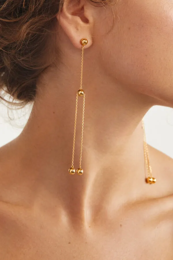 Earrings Orbs Transformer Earrings, yellow gold with timeless design by Guzema