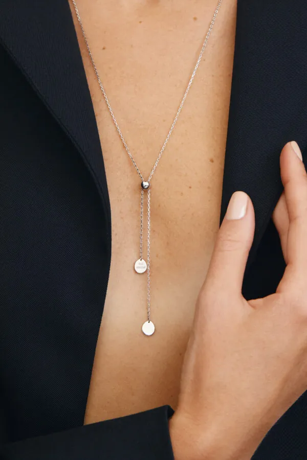Custom Necklaces Flats Tie Necklace, white gold for a luxurious style
