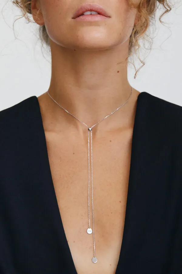 Custom Necklaces Flats Tie Necklace, white gold for a luxurious style