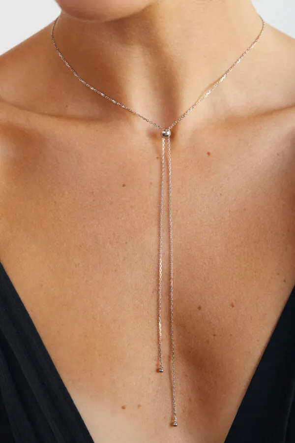 Exclusive Necklaces Orbs Tie Necklace, white gold from Guzema