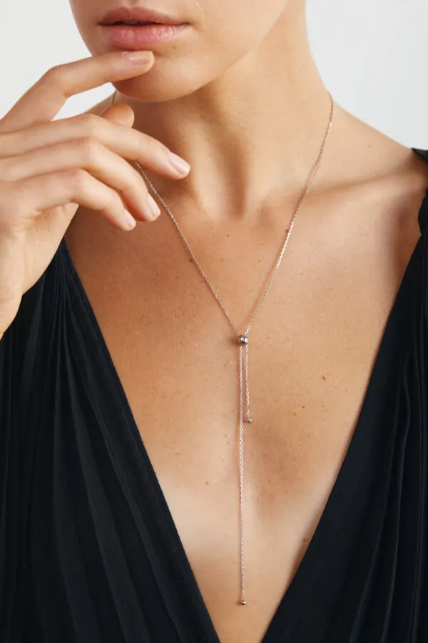 Custom Necklaces Orbs Tie Necklace, white gold for a luxurious style