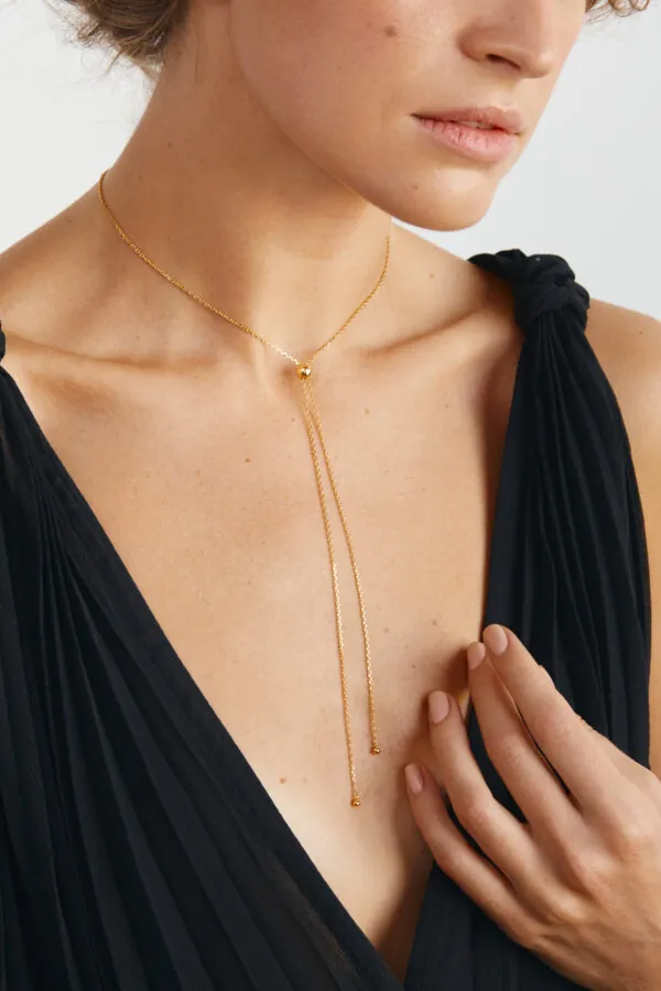 Exclusive Necklaces Orbs Tie Necklace, yellow gold from Guzema