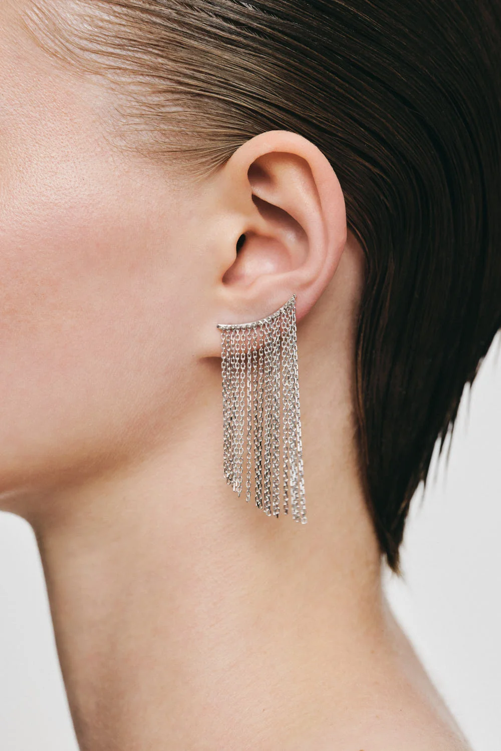 Earrings Mid Chainfall Earrings, white gold with timeless design by Guzema
