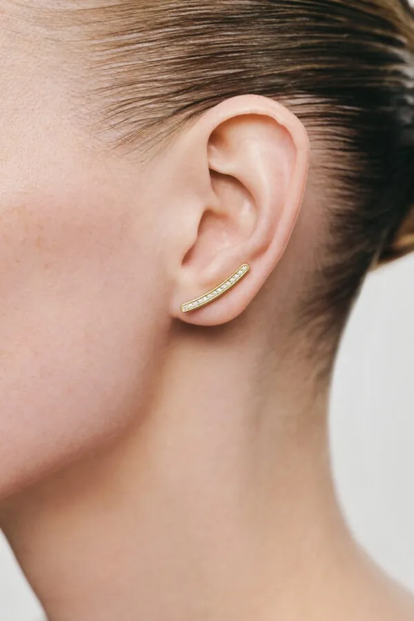 Earrings Bold Arc Earrings, diamonds, yellow gold for stylish and elegant looks