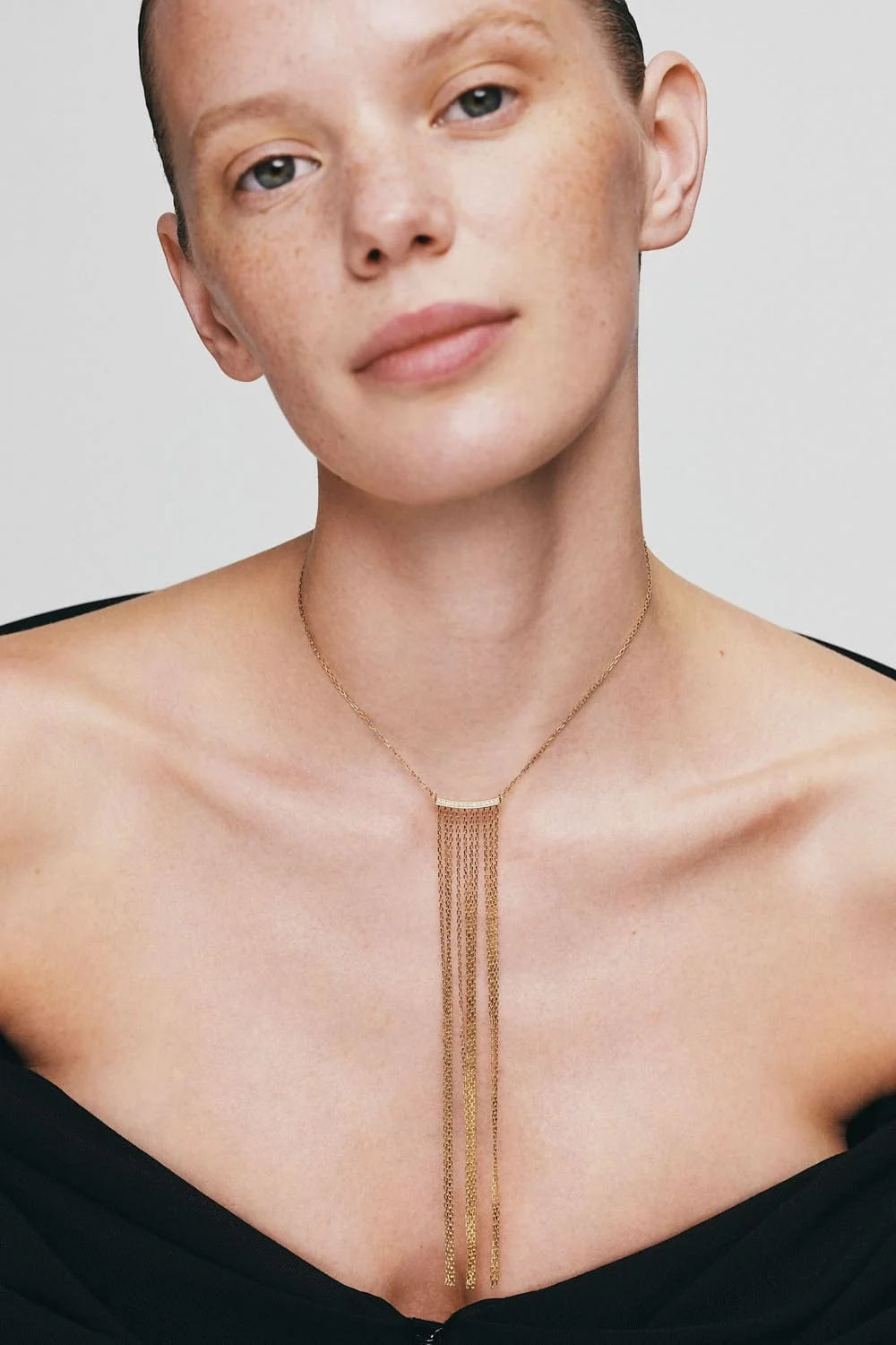 Custom Necklaces Chainfall Necklace, diamonds, yellow gold for a luxurious style