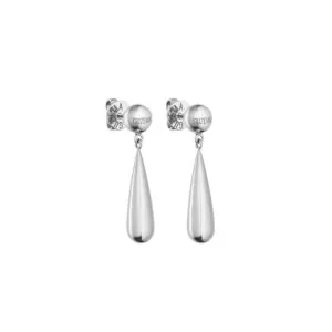 Long Orb Earrings, white gold