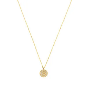 Necklace with initial, diamonds, yellow gold
