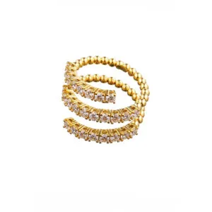 Trio Spiral Ring, diamonds, yellow gold