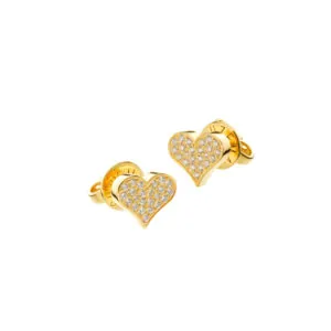 Heart Earrings, diamonds, yellow gold