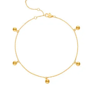 Quintet Anklet, yellow gold