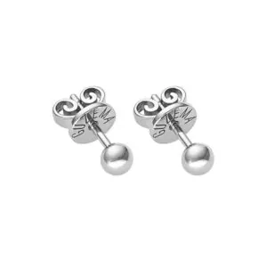 Mini Orb Earrings, white gold
