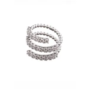 Trio Spiral Ring, diamonds, white gold