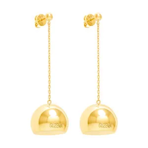 Semi-Orbs Earrings, yellow gold