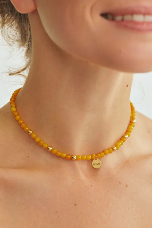 Custom Necklaces Freedom Amber Necklace, yellow gold for a luxurious style