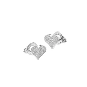 Heart Earrings, diamonds, white gold