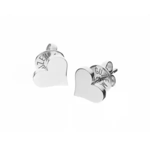 Flat Heart Earrings, white gold