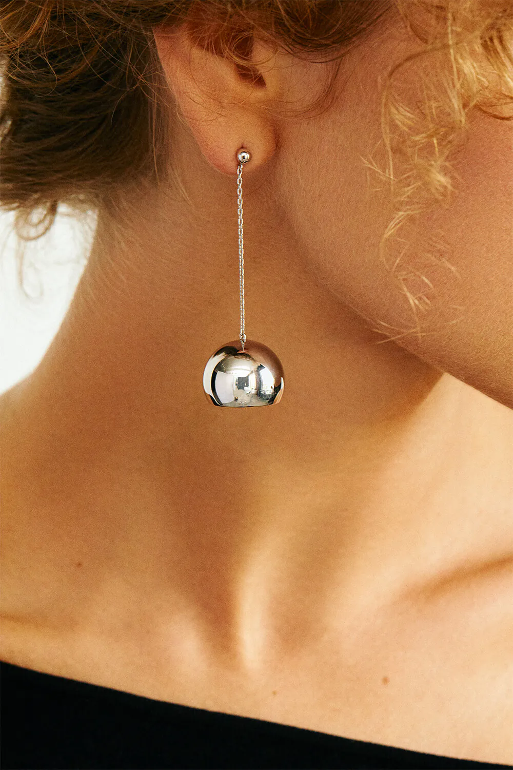 Earrings Semi-Orbs Earrings, white gold for stylish and elegant looks