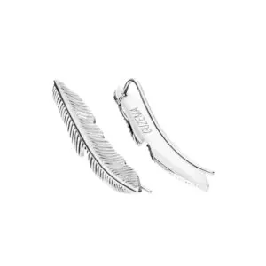Feather earrings, white gold