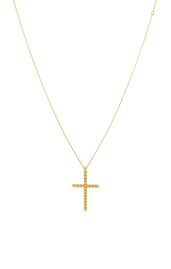 Custom Necklaces Grand Cross, diamonds, yellow gold for a luxurious style