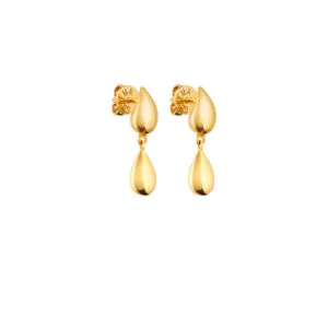 Mini Droplet Earrings, yellow gold