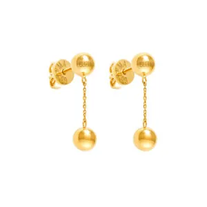 Dual Mini Orb Earrings, yellow gold