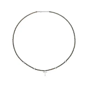 Cross Accent Gems Necklace, white gold