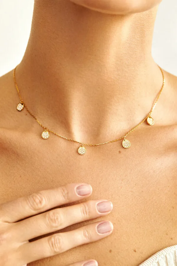 Exclusive Necklaces Flat Quintet Necklace, diamonds, yellow gold from Guzema