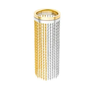 Long Chainfall Ring, white/yellow gold