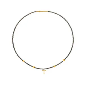 Cross Accent Gems Necklace, yellow gold