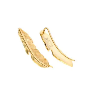 Feather earrings, yellow gold
