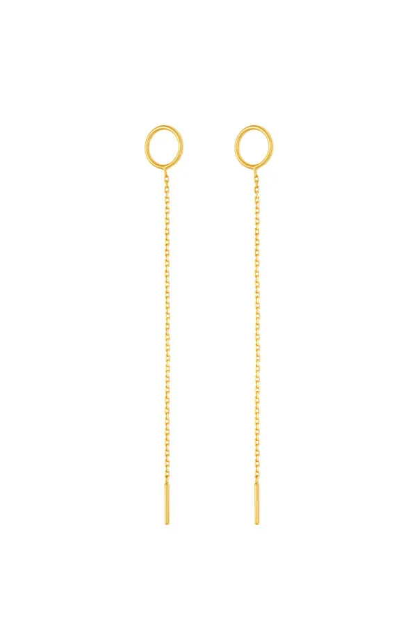 Earrings Chain Thread Earring, yellow gold for stylish and elegant looks