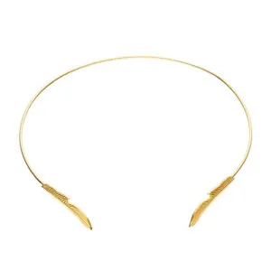 Feather choker, yellow gold