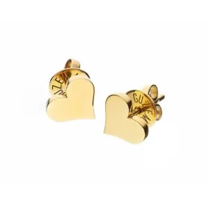 Flat Heart Earrings, yellow gold