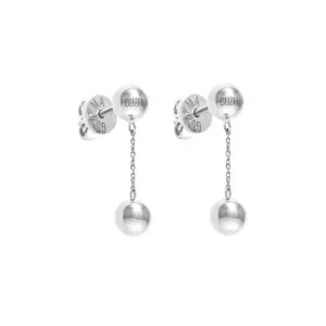 Dual Mini Orb Earrings, white gold