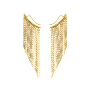 Mid Chainfall Earrings, yellow gold