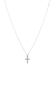 Custom Necklaces Petit Cross, diamonds, white gold for a luxurious style