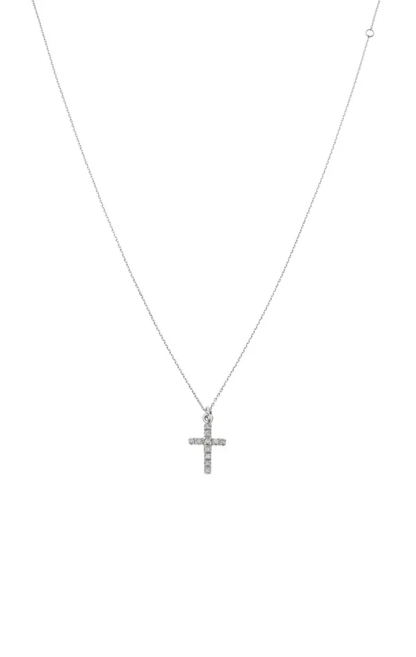 Custom Necklaces Petit Cross, diamonds, white gold for a luxurious style
